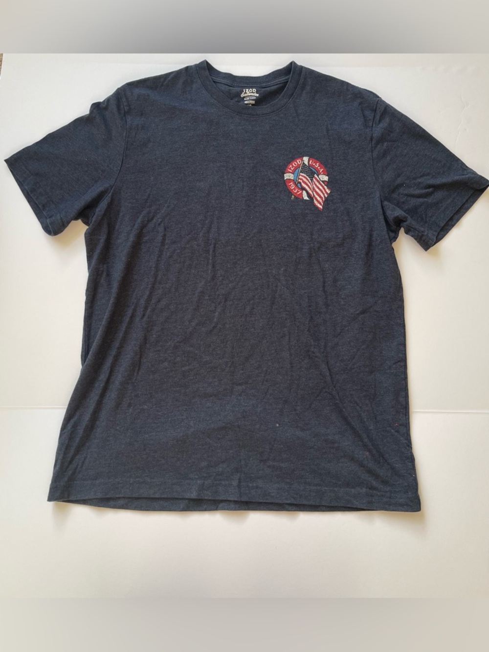 Izod Shirt Mens Adult Large Blue Casual Preppy Logo Lifeguard Saltwater Flag